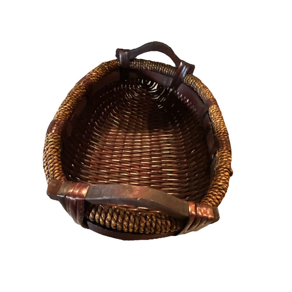 Vintage Wicker Woven Basket Holder Carrier Storage 12" X 9" X 6.25” Brown - Picture 3 of 6